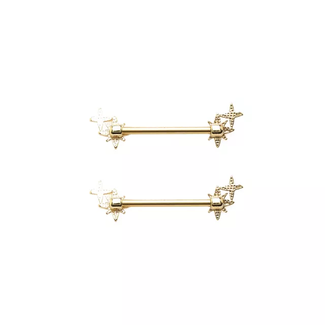 Goldtone Star Nipple Barbells - 14 Gauge at Spencer's
