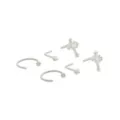 Multi-Pack Titanium CZ Cross L-Bend Nose Pins and Half Hoops 6 Pack - 20 Gauge at Spencer's