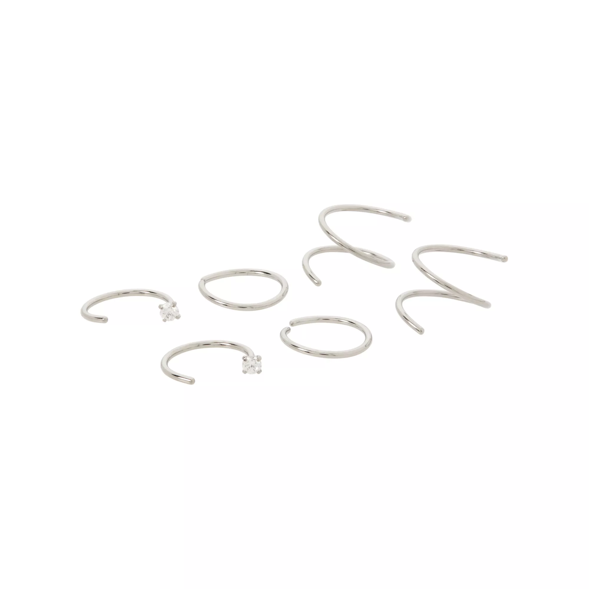 Multi-Pack Basic Spiral and Half Nose Hoops 6 Pack - 20 Gauge at Spencer's