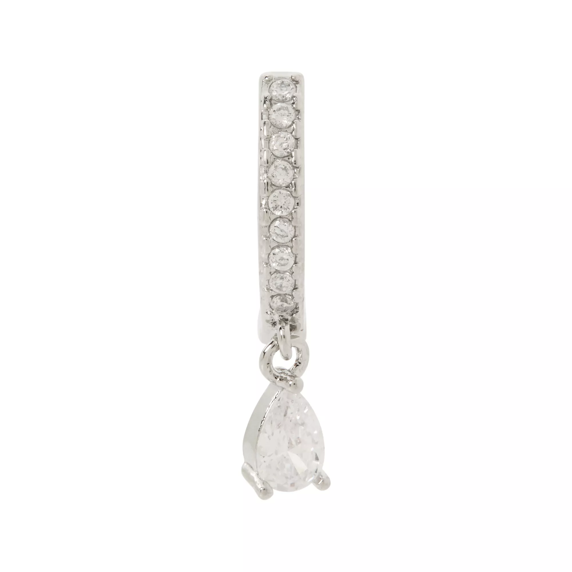 CZ Teardrop Titanium Belly Ring - 14 Gauge