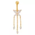 Titanium Gold CZ Butterfly Dangle Belly Ring - 14 Gauge at Spencer's