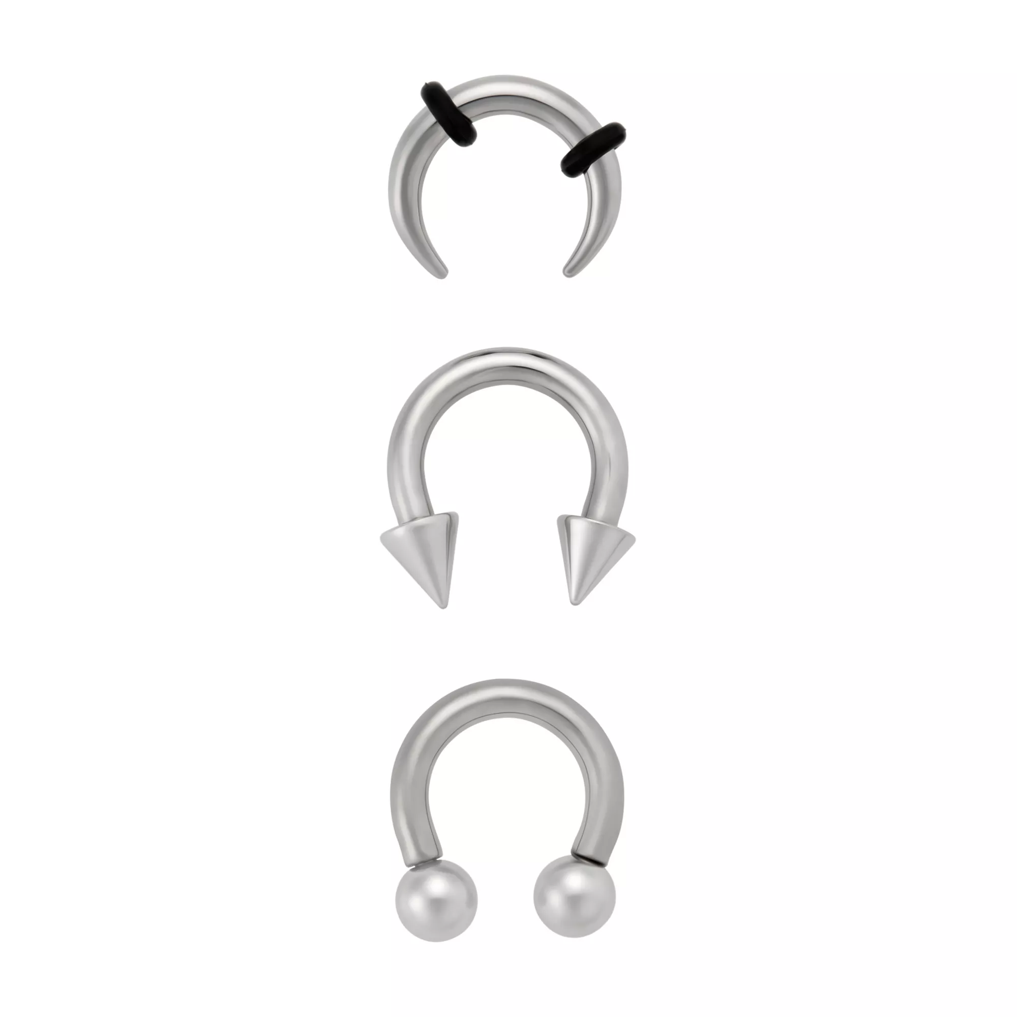 Multi-Pack Silver-Plated Titanium Horseshoe Septum Rings - 3 Pack at Spencer's