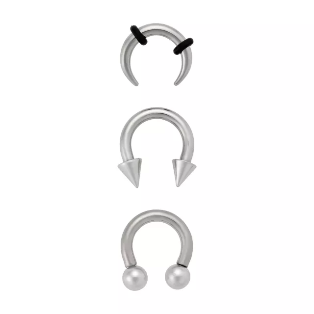 Multi-Pack Titanium Horseshoe Septum Rings - 3 Pack at Spencer's