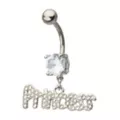 Round CZ Princess Charm Dangle Belly Ring - 14 Gauge at Spencer's