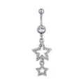 Round CZ Double Heart Dangle Belly Ring - 14 Gauge at Spencer's