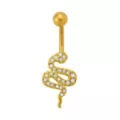 CZ Goldtone Snake Banana Belly Ring - 14 Gauge at Spencer's