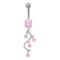 CZ Pink Multi-Gem Titanium Dangle Belly Ring - 14 Gauge at Spencer's