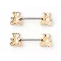CZ Teddy Bear Goldtone Nipple Barbells - 14 Gauge at Spencer's