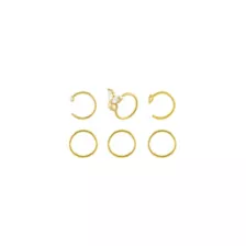 Multi-Pack 14K Gold Heart and Butterfly Hoops 6 Pack - 20 Gauge at Spencer's