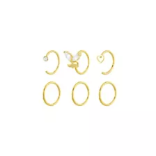 Multi-Pack 14K Gold Heart and Butterfly Hoops 6 Pack - 20 Gauge at Spencer's
