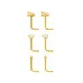 Multi-Pack CZ 14K Gold Butterfly L-Bend Nose Pins 6 Pack - 20 Gauge at Spencer's
