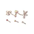 Multi-Pack Aurora Borealis Effect Bow Heart L-Bend and Pin Nose Rings 6 Pack - 20 Gauge at Spencer's