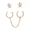 Multi-Pack CZ Goldtone Butterfly L-Bend and Horseshoe Nose Rings 4 Pack - 18 Gauge at Spencer's