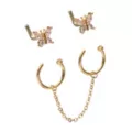 Multi-Pack CZ Goldtone Butterfly L-Bend and Horseshoe Nose Rings 4 Pack - 18 Gauge at Spencer's