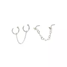 Multi-Pack Silvertone Butterfly Dangle Chain L-Bend and Half Hoop Nose Rings 4 Pack - 18 Gauge at Spencer's