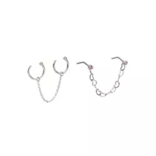 Kayla Malecc Multi-Pack Silvertone Heart Chain Dangle Nose Rings 4 Pack - 18 Gauge at Spencer's