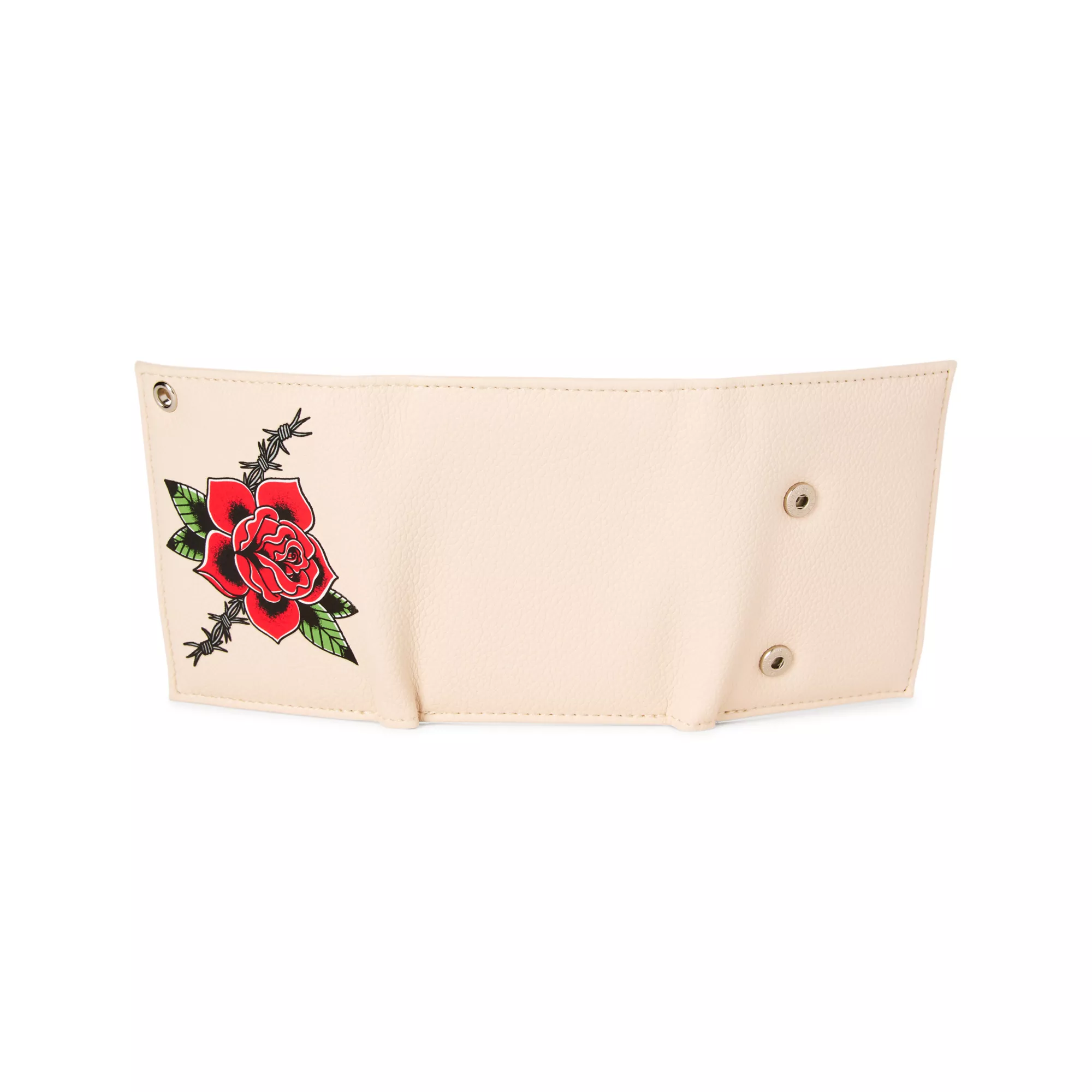 Tan Barbed Wire Rose Chain Wallet at Spencer's