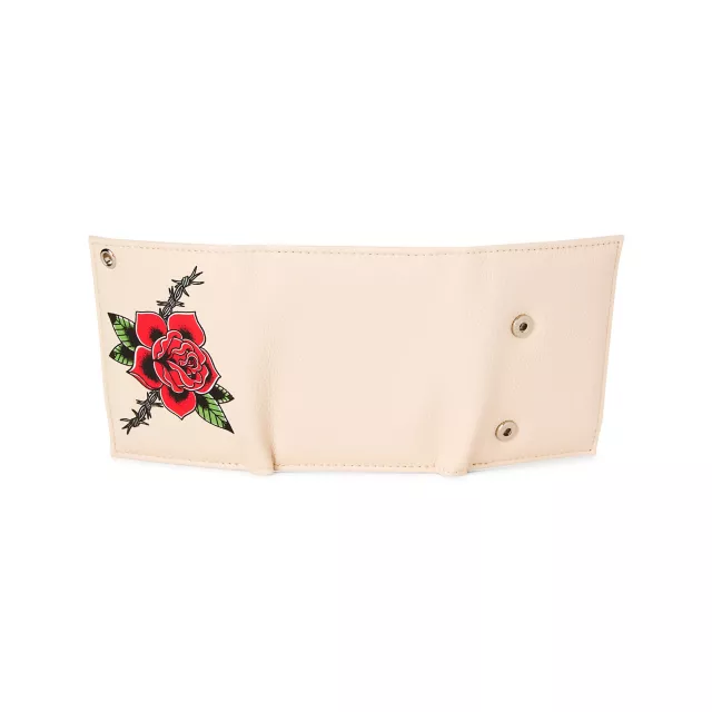 Tan Barbed Wire Rose Chain Wallet at Spencer's