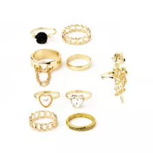 Multi-Pack Gold Romantic Rings - 9 Pack at Spencer's