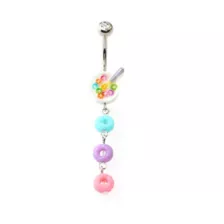 Cereal Dangle Belly Ring - 14 Gauge at Spencer's