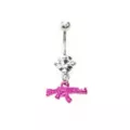 Pink Uzi Dangle Belly Ring - 14 Gauge at Spencer's