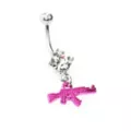 Pink Uzi Dangle Belly Ring - 14 Gauge at Spencer's