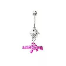 Pink Uzi Dangle Belly Ring - 14 Gauge at Spencer's
