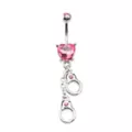 Pink Heart Hand Cuff Belly Ring - 14 Gauge at Spencer's