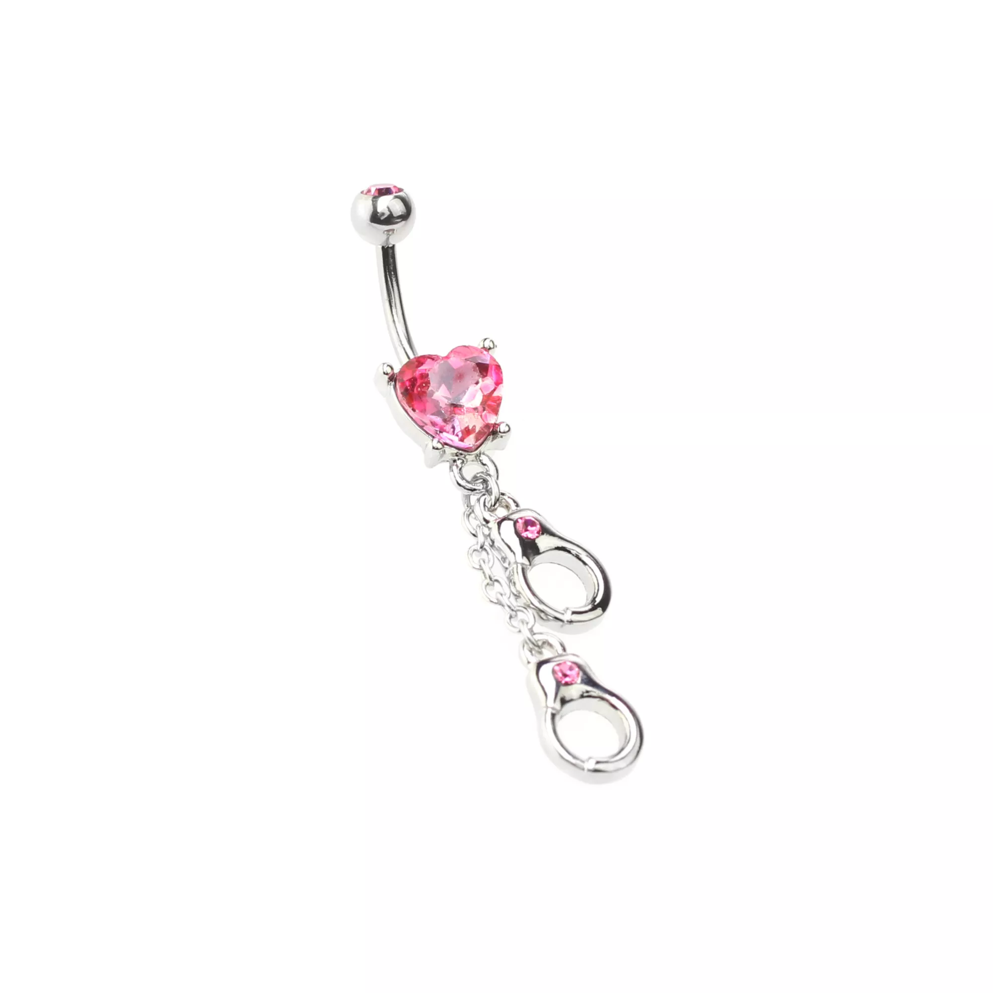 Pink Heart Hand Cuff Belly Ring - 14 Gauge at Spencer's