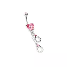 Pink Heart Hand Cuff Belly Ring - 14 Gauge at Spencer's