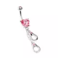 Pink Heart Hand Cuff Belly Ring - 14 Gauge at Spencer's