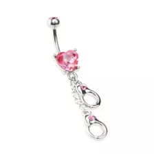 Pink Heart Hand Cuff Belly Ring - 14 Gauge at Spencer's