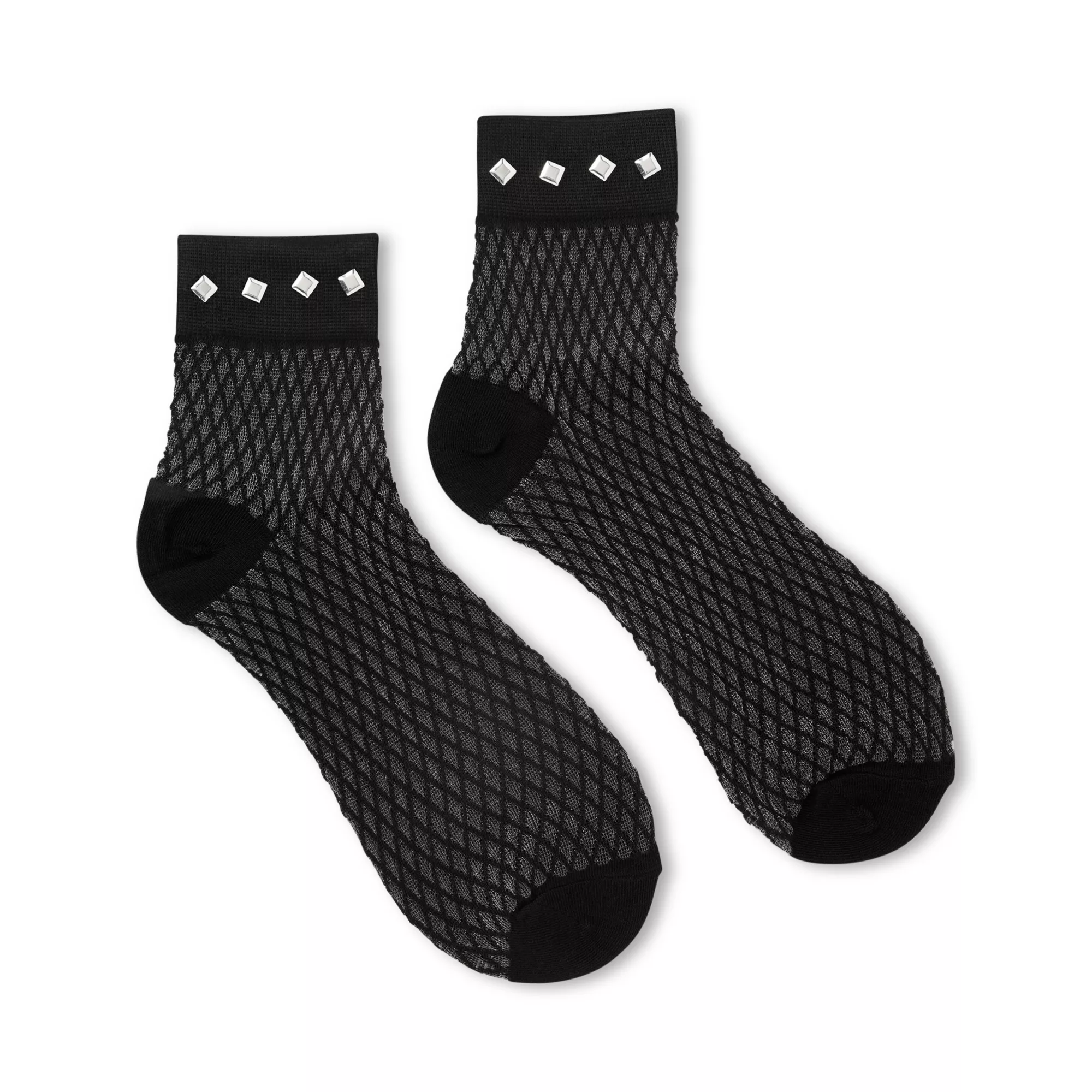 Fishnet Stud Crew Socks at Spencer's