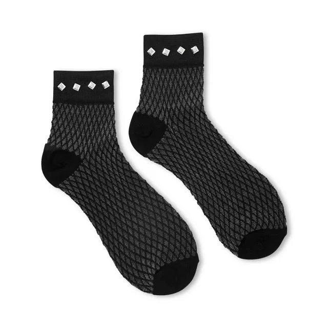 Fishnet Stud Crew Socks at Spencer's