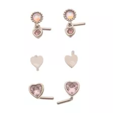Multi-Pack CZ L-Bend Pink Heart Nose Rings 6 Pack - 20 Gauge at Spencer's