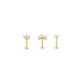 Multi-Pack Goldtone CZ Labret Lip Rings 3 Pack - 16 Gauge at Spencer's