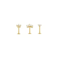 Multi-Pack Goldtone CZ Labret Lip Rings 3 Pack - 16 Gauge at Spencer's