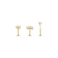 Multi-Pack Goldtone CZ Labret Lip Rings 3 Pack - 16 Gauge at Spencer's