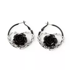 Barbed Wire Heart Rose Hoop Earrings at Spencer's