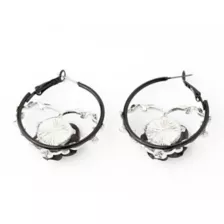 Barbed Wire Heart Rose Hoop Earrings at Spencer's