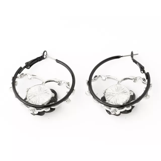 Barbed Wire Heart Rose Hoop Earrings at Spencer's