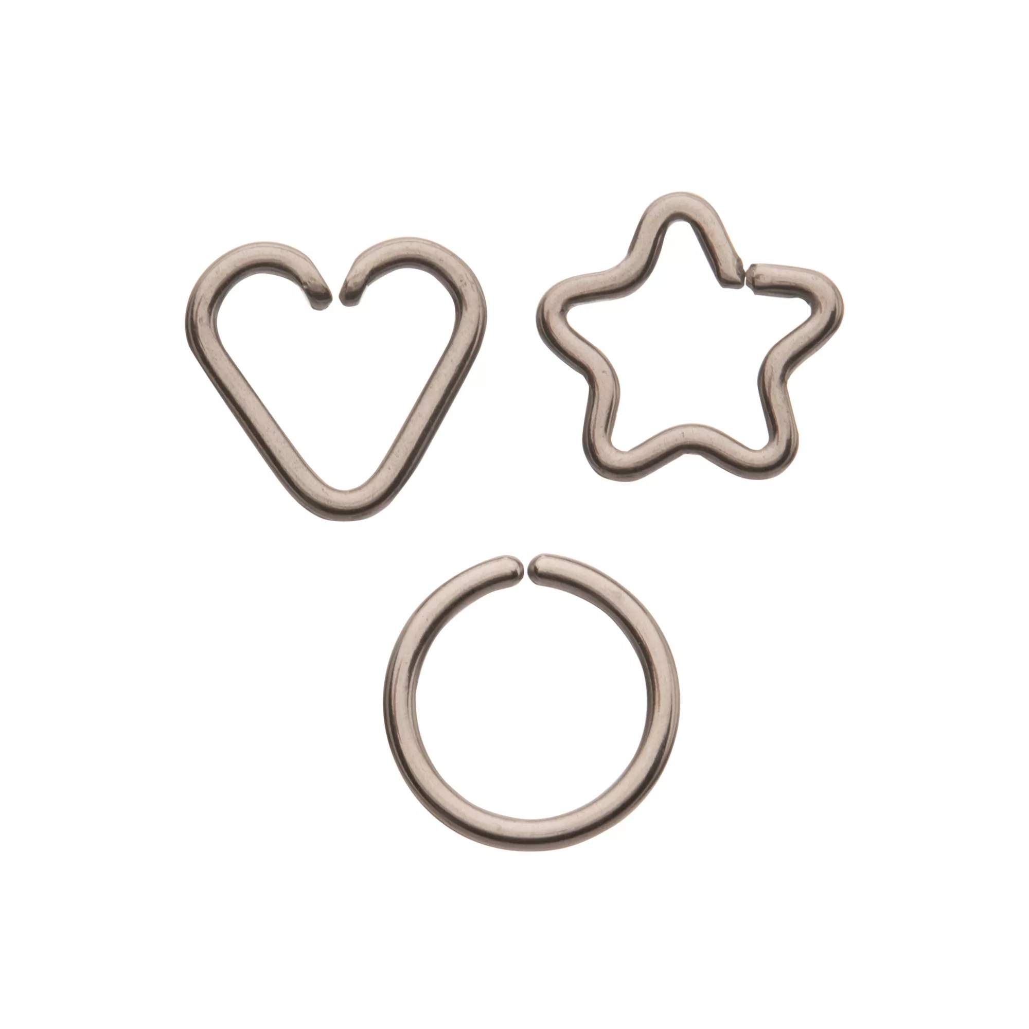 Multi-Pack Silvertone Seamless Hoop Heart and Star Earrings 3 Pack - 16 Gauge at Spencer's