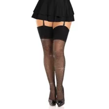 Black Rhinestone Thigh High Stockings and Garter Set at Spencer's