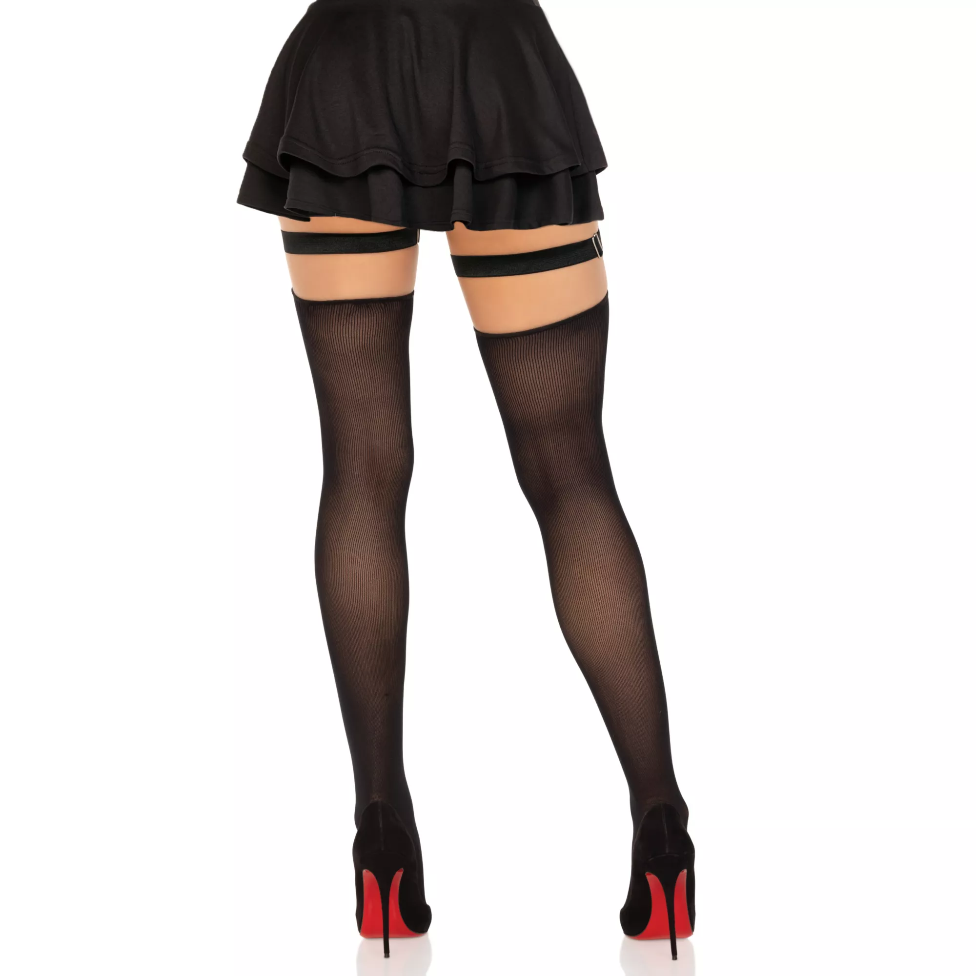 Black Sheer Heart Charm Thigh High Stockings