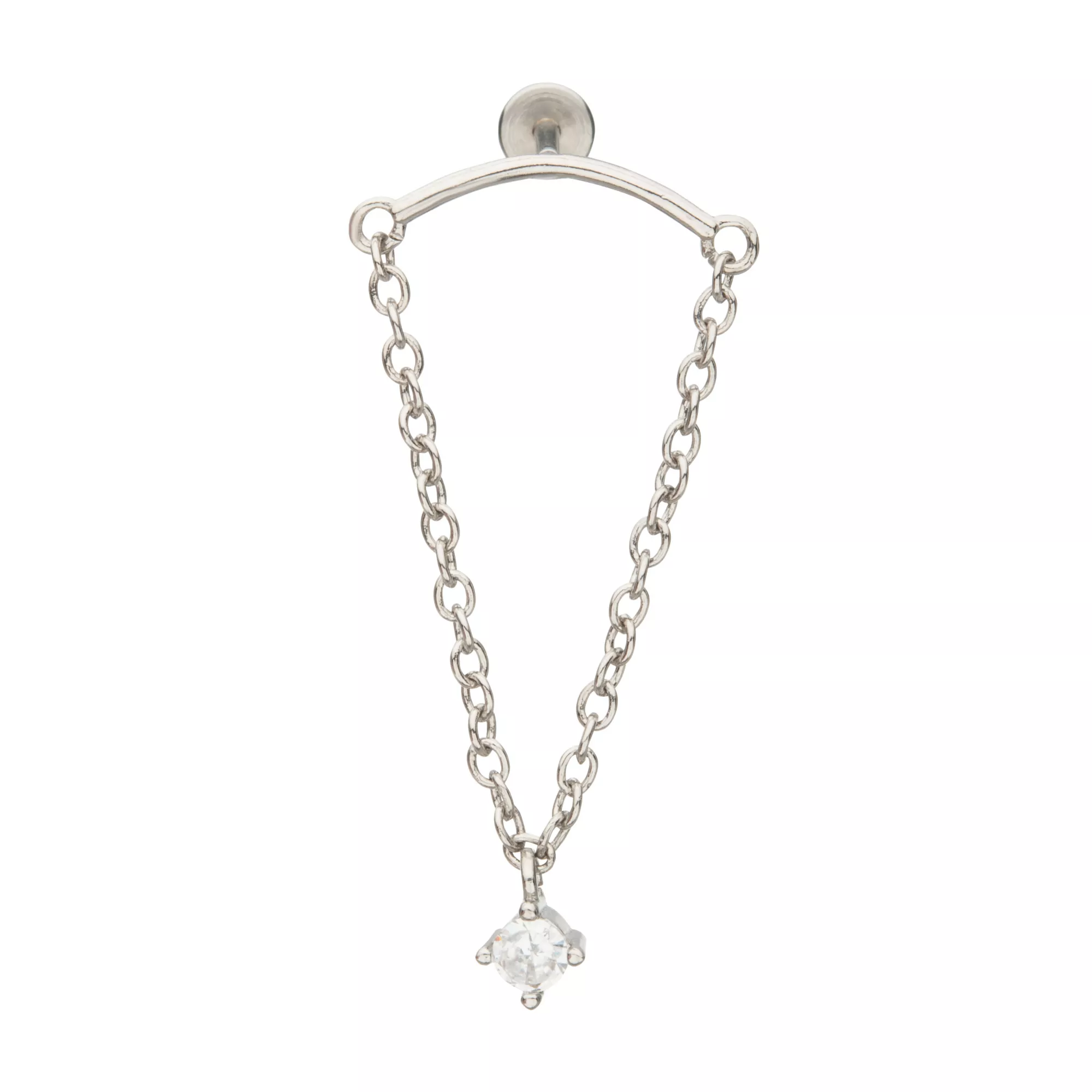 CZ Helix Dangle Chain Earring - 18 Gauge