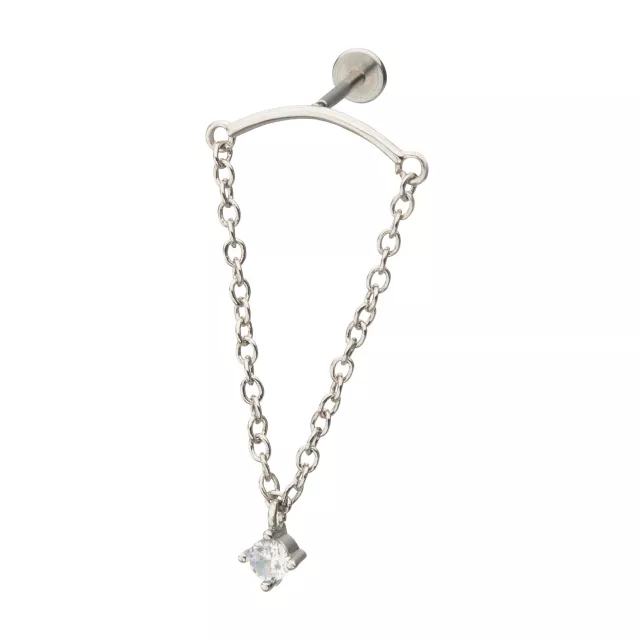 CZ Helix Dangle Chain Earring - 18 Gauge at Spencer's