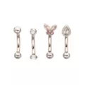 Multi-Pack CZ Butterfly Vertical Labrets 4 Pack - 16 Gauge at Spencer's