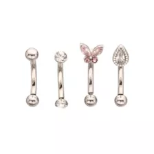 Multi-Pack CZ Butterfly Vertical Labrets 4 Pack - 16 Gauge at Spencer's