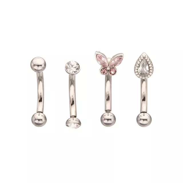 Multi-Pack CZ Butterfly Vertical Labrets 4 Pack - 16 Gauge at Spencer's