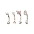 Multi-Pack CZ Butterfly Vertical Labrets 4 Pack - 16 Gauge at Spencer's